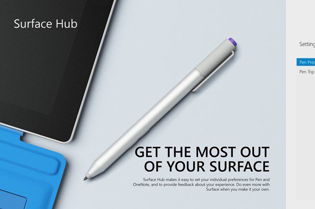 مایکروسافت Surface Hub را برای تغییر تنظیمات قلم سرفیس پرو 3 ارائه کرد