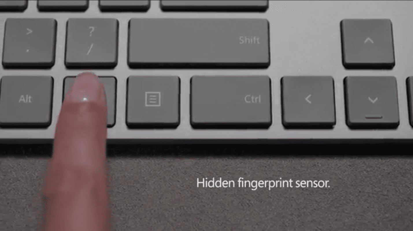 صفحه کلید جدید سرفیس با سنسور اثر انگشت مخفی